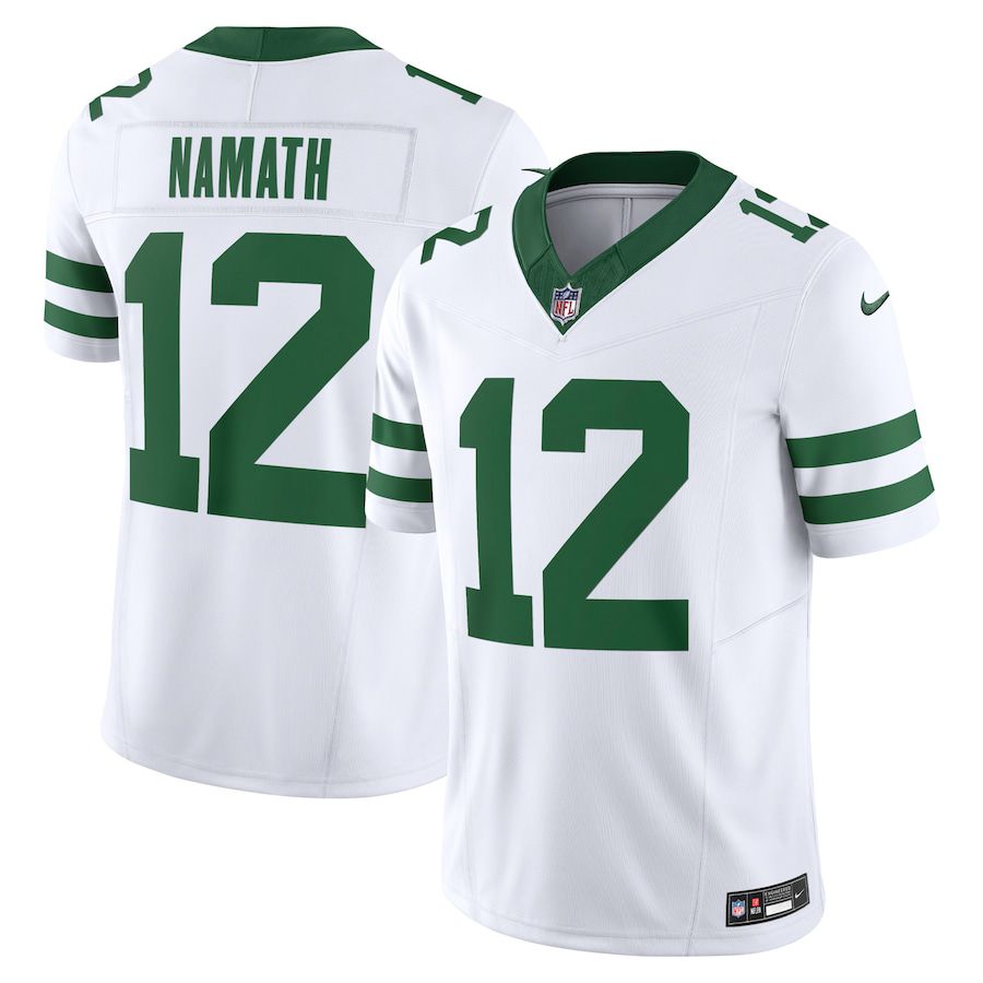 Men New York Jets 12 Joe Namath Nike Legacy White Vapor F.U.S.E. Limited NFL Jersey